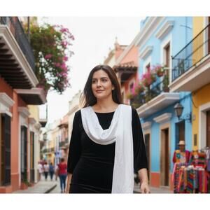 Connected Apparel Dress Womens 16 Black Velvet Midi 3/4 Sleeve Cowl Neck Formal